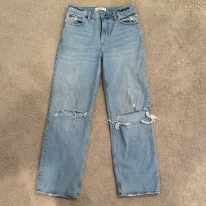 Abercrombie & Fitch Light Blue Distressed Straight Leg Jeans